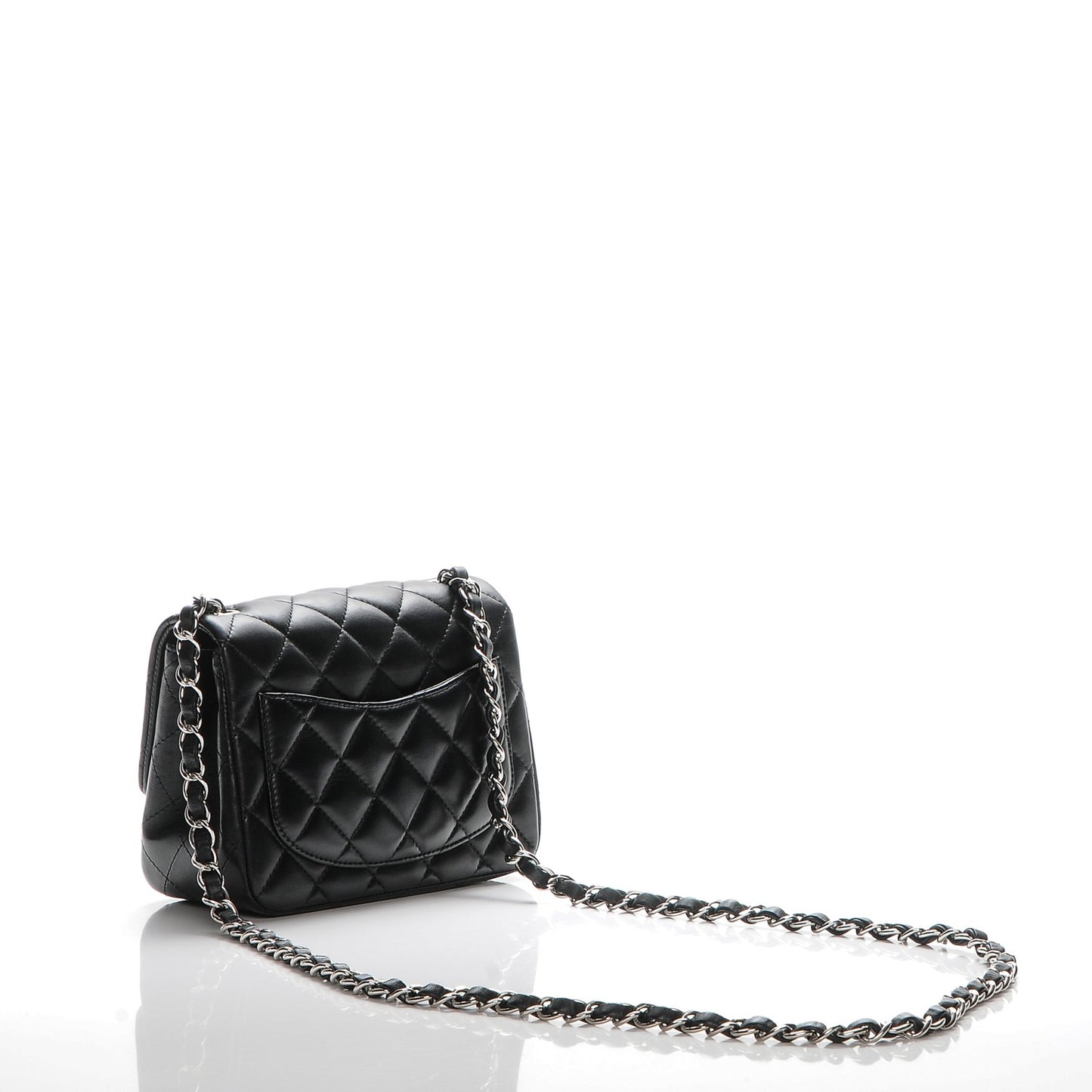 Lambskin Quilted Mini Square Flap Black
