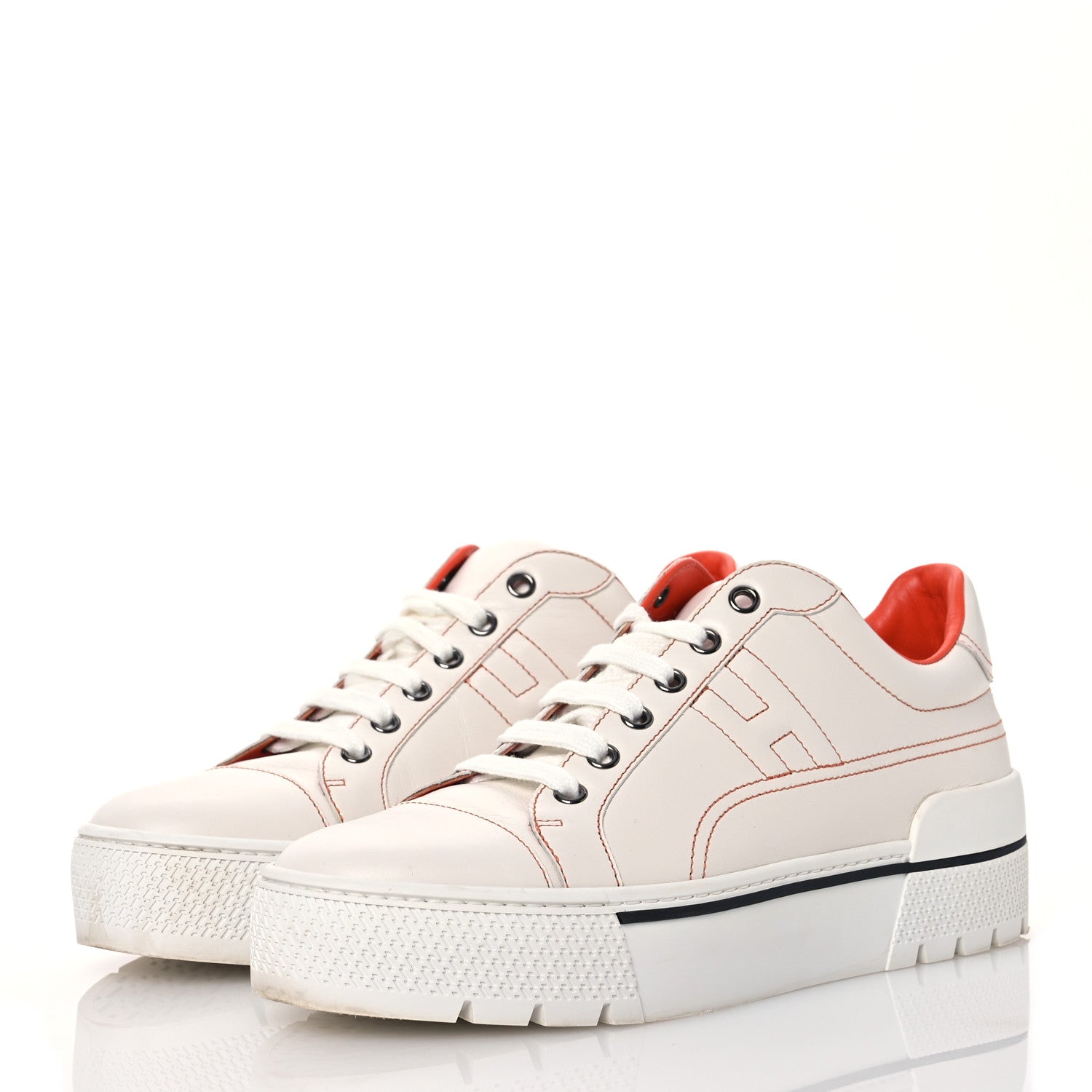 Hermes Calfskin Womens Voltage Sneakers 39 White Orange 3 of 13