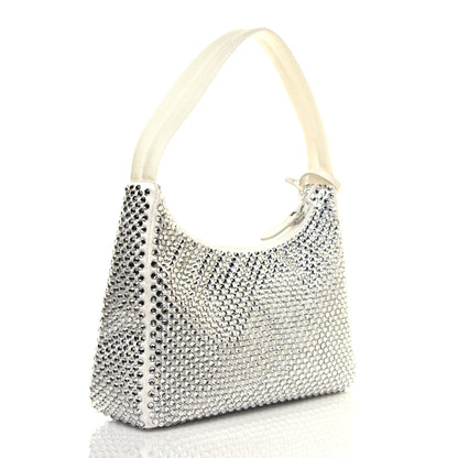 Prada Satin Crystal Mini Re-Edition 2000 Bag White 2 of 4