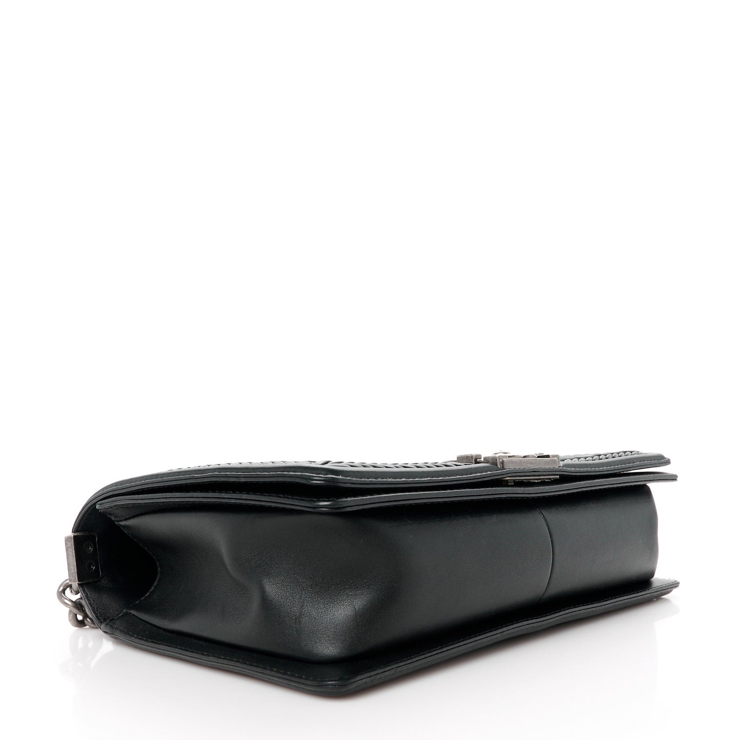 Calfskin Chevron Quilted New Medium Braided Boy Flap Black