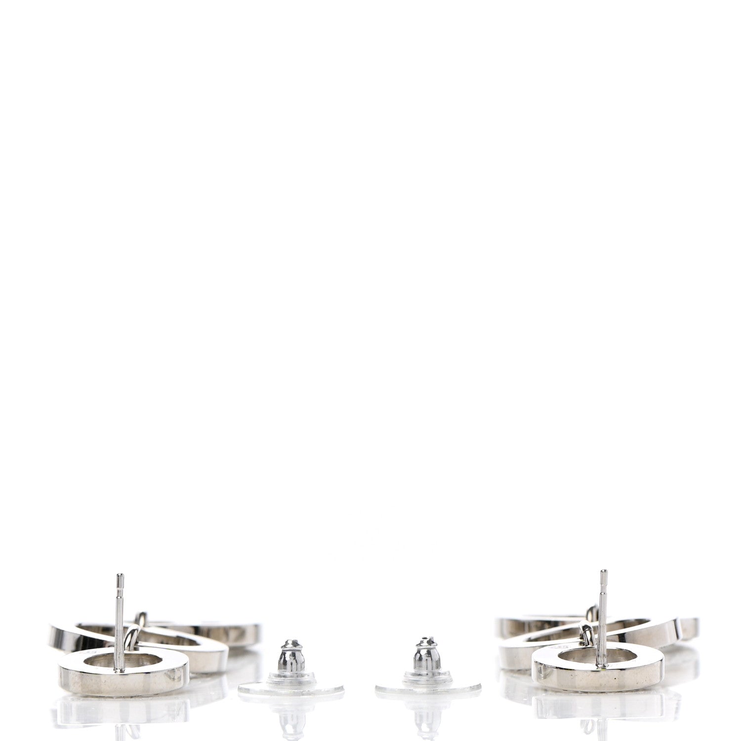 Chanel Crystal CC Triple Drop Earrings Silver 3 of 5
