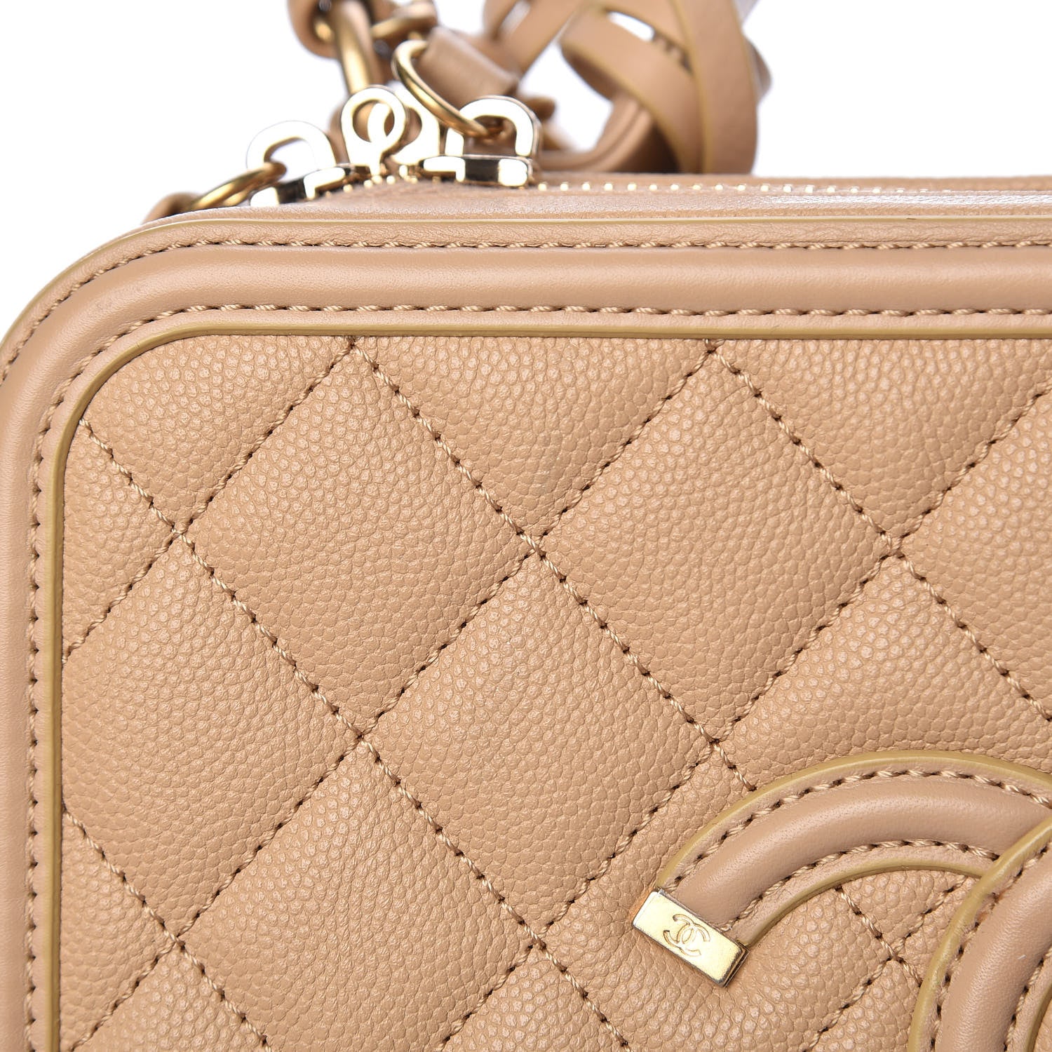 Chanel Caviar Quilted Medium CC Filigree Vanity Case Beige 14 of 17