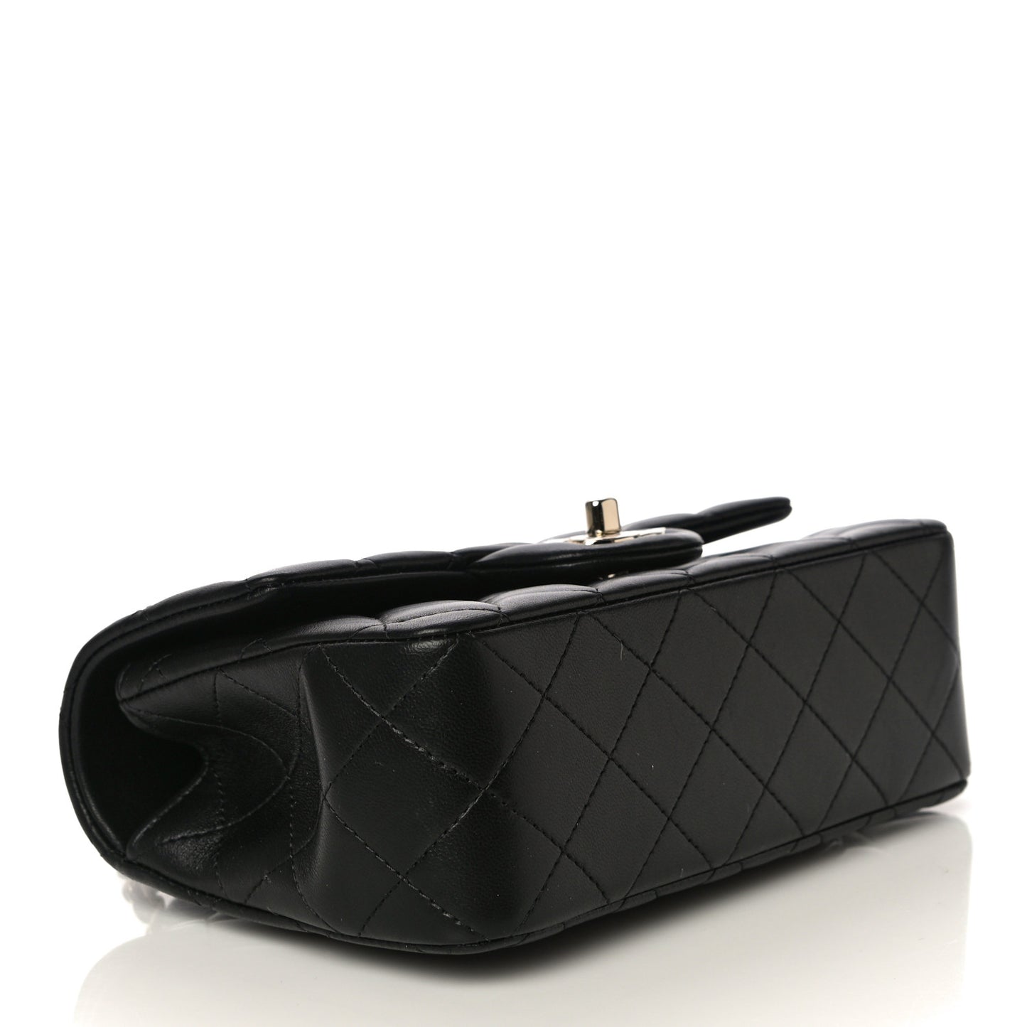 Lambskin Quilted Mini Top Handle Rectangular Flap Black