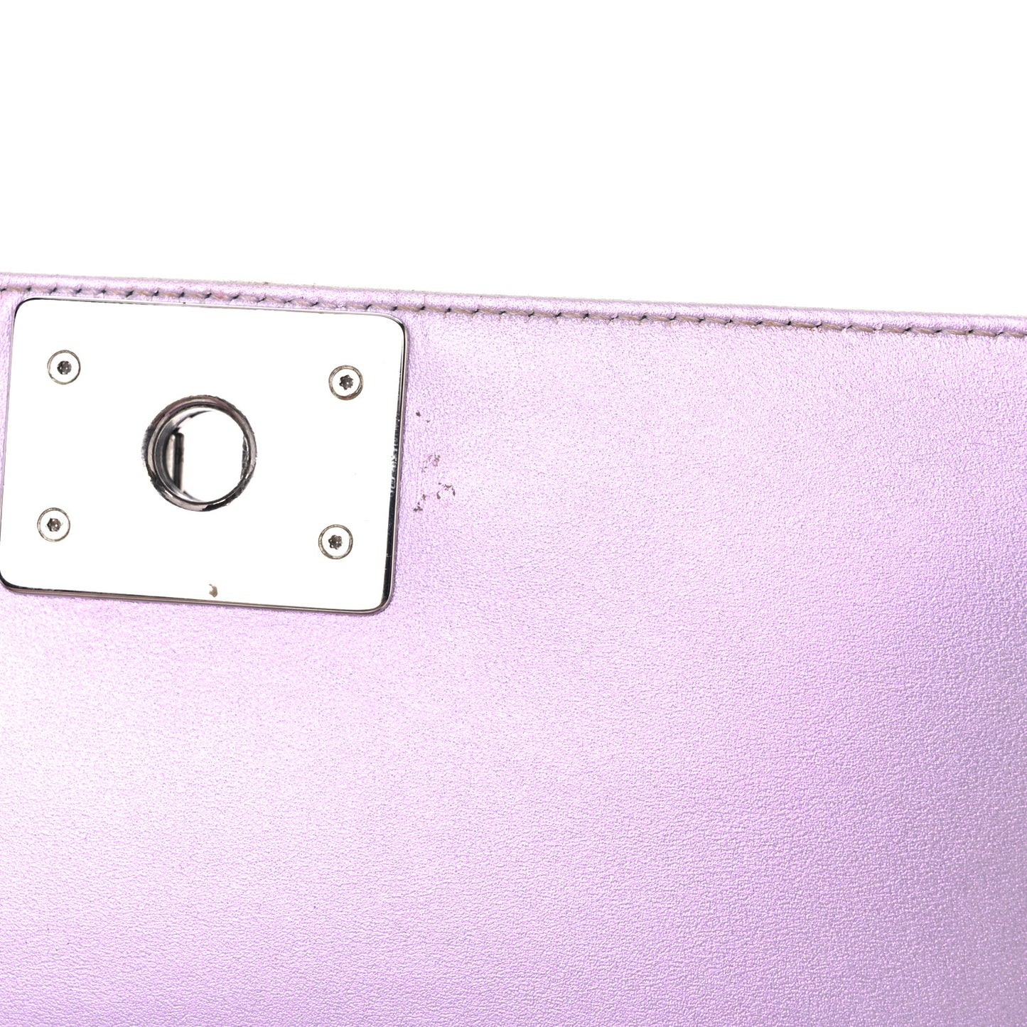 Metallic Lambskin Chevron Quilted Medium Boy Flap Purple