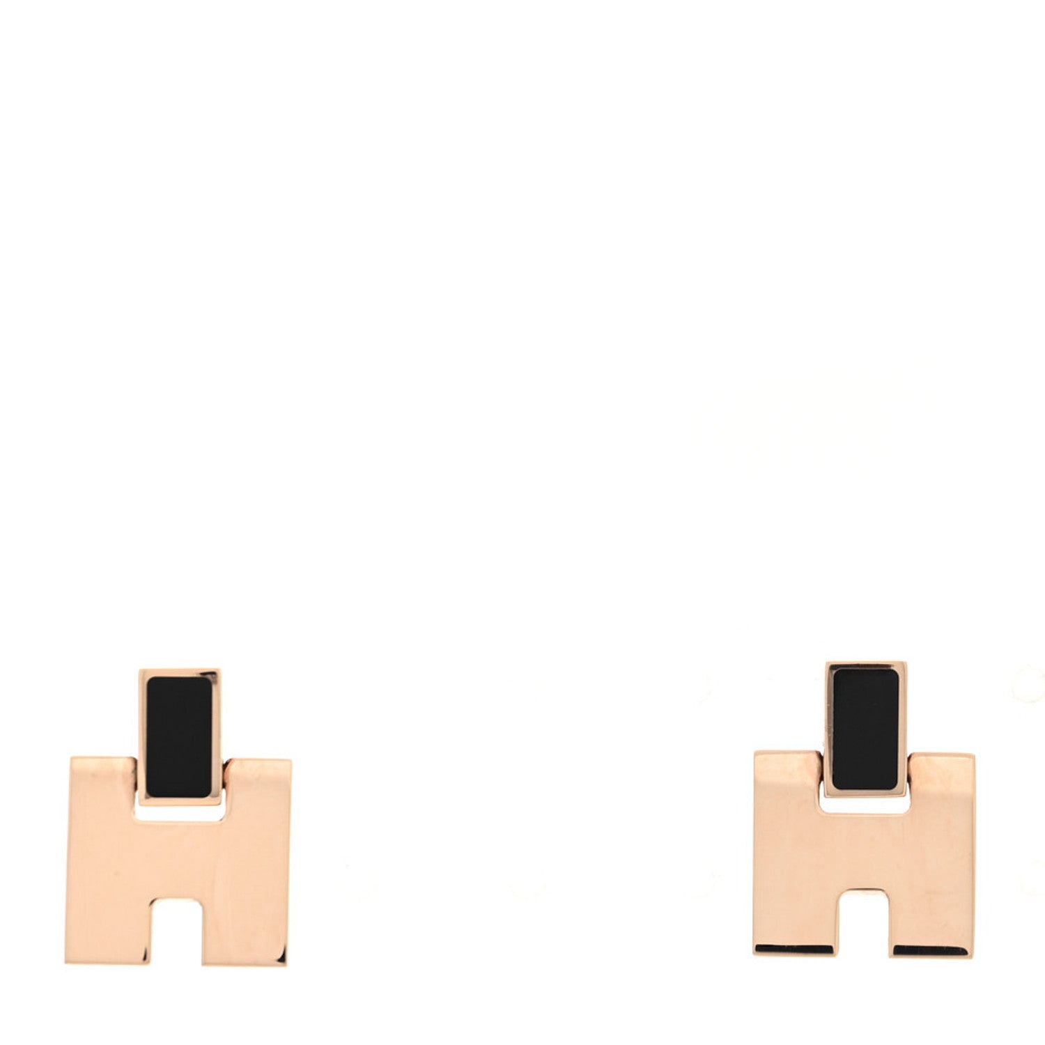 Hermes Rose Gold Lacquer Eileen Earrings Black 1 of 5