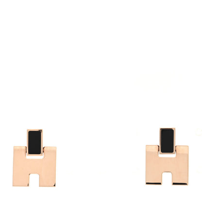 Hermes Rose Gold Lacquer Eileen Earrings Black 1 of 5