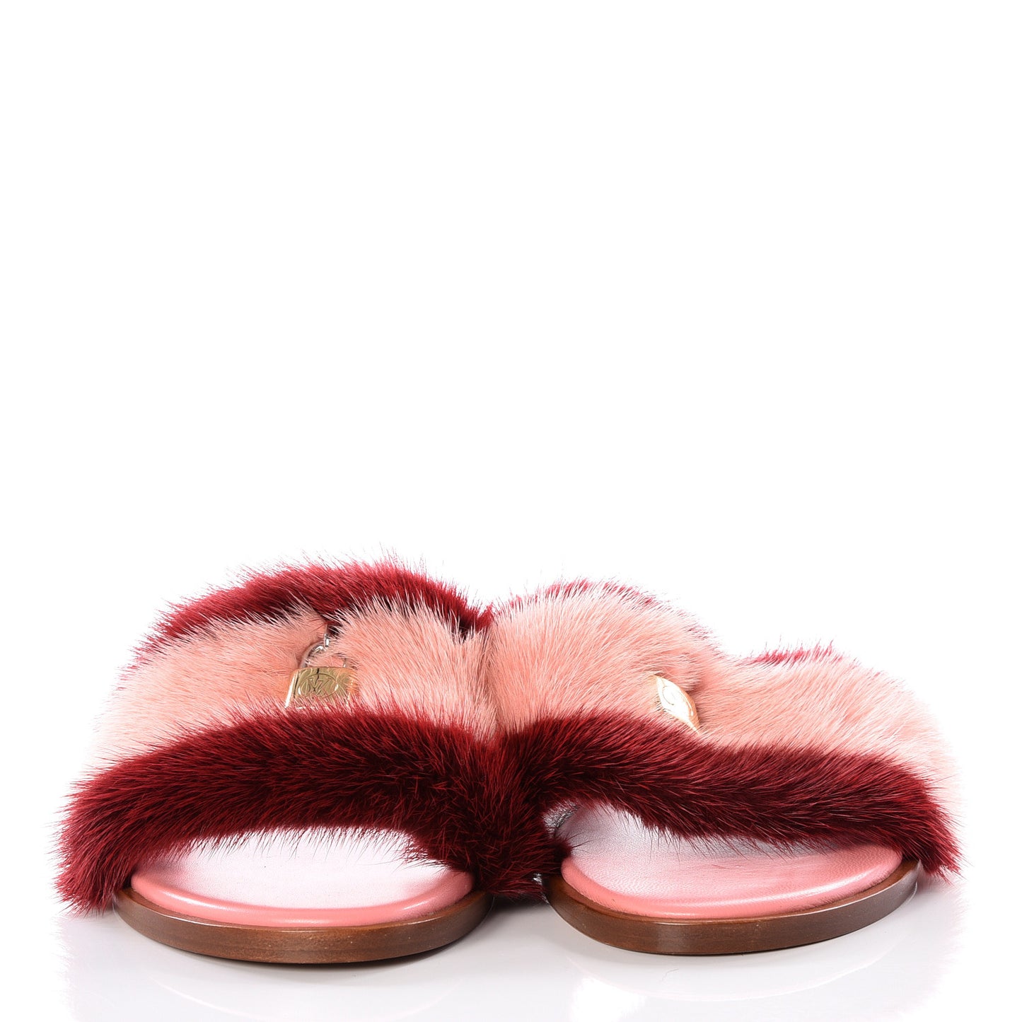 Mink Fur Lock It Flat Mule 37.5 Bordeaux
