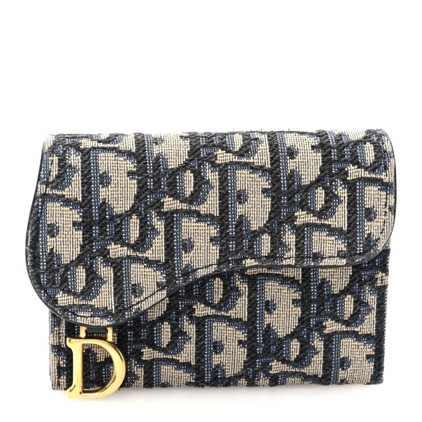 Oblique Saddle 5-Gusset Card Holder Blue