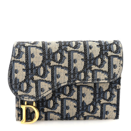 Christian Dior Oblique Saddle 5-Gusset Card Holder Blue 1 of 6