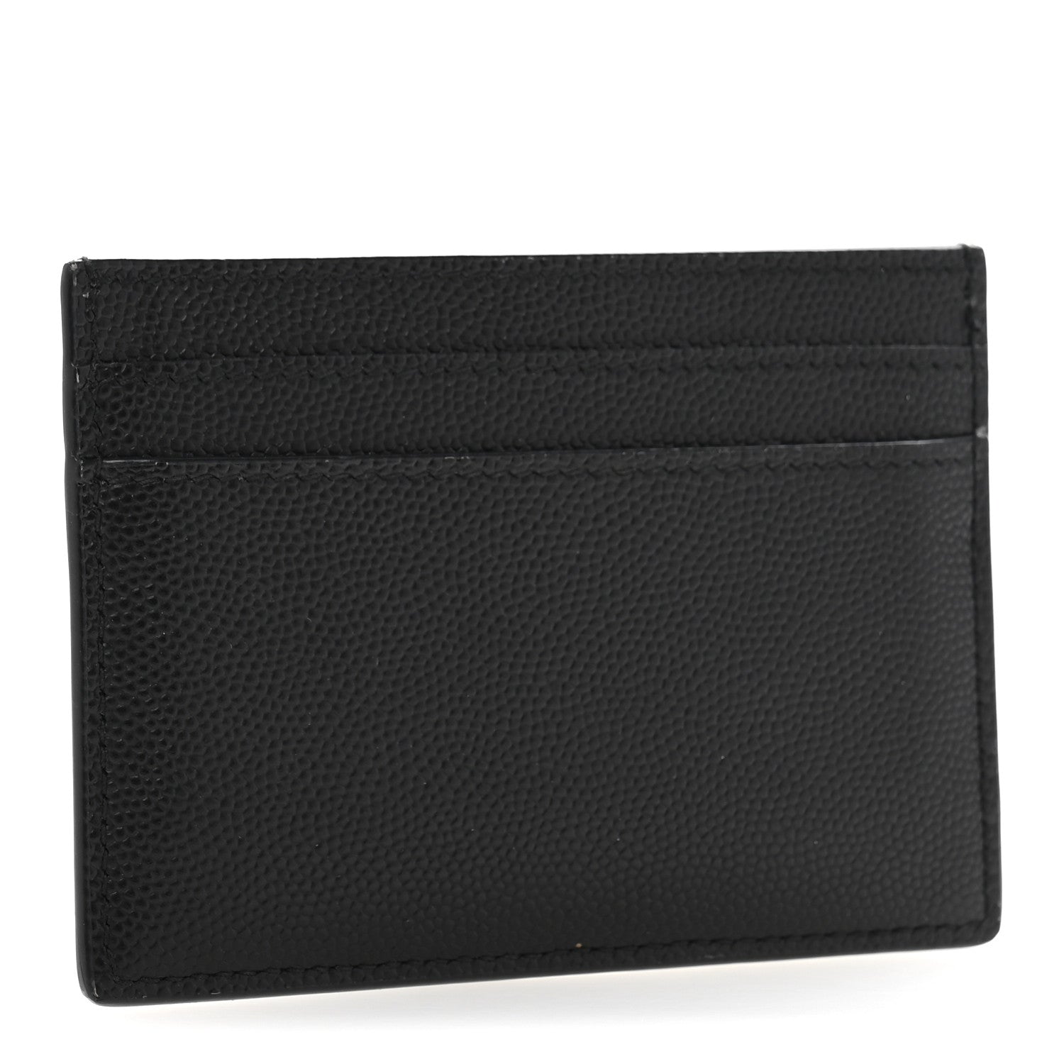 Saint Laurent Grain De Poudre Matelasse Chevron Monochrome Monogram Credit Card Case Black 3 of 10