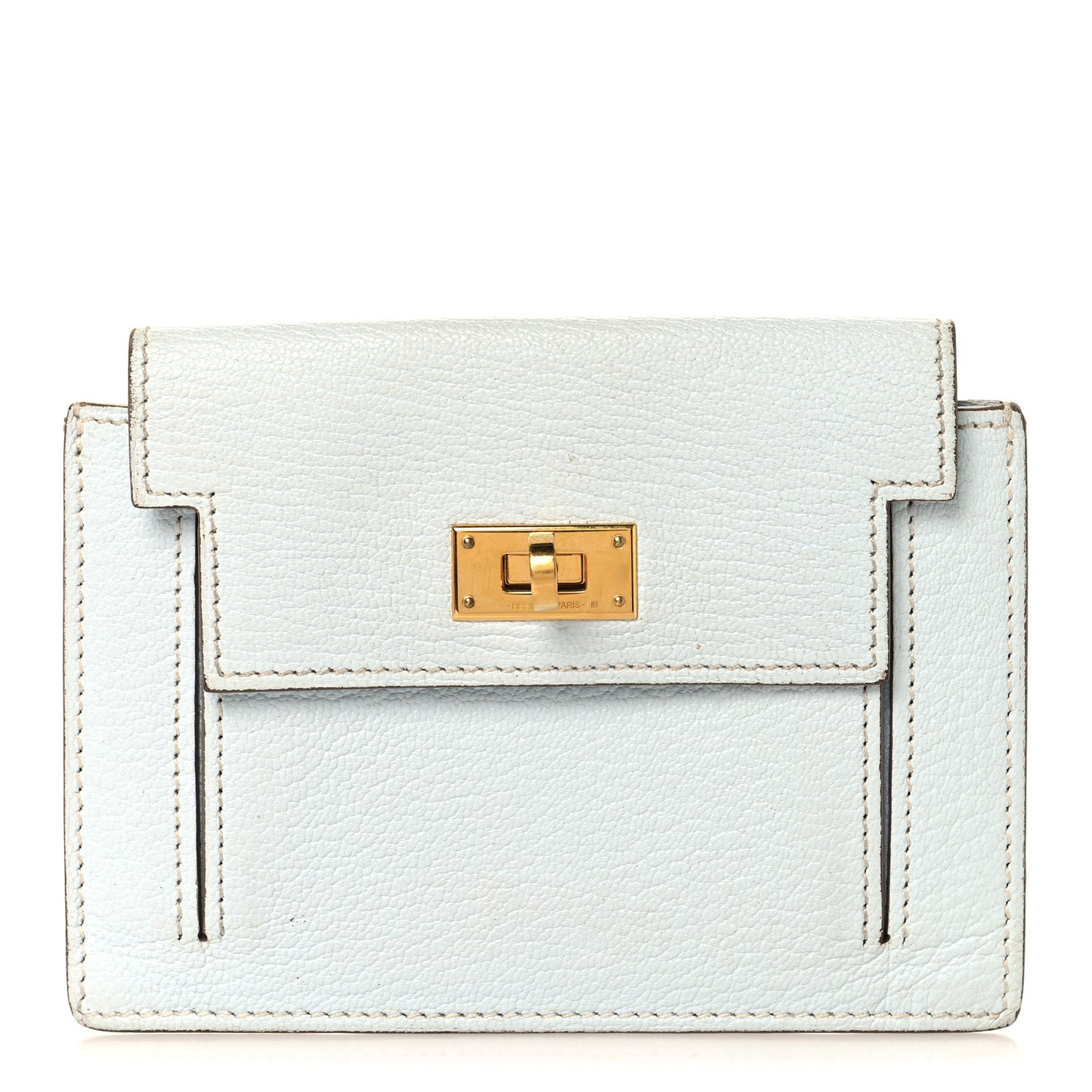 Chevre Mysore Kelly Pocket Compact Wallet Bleu Brume