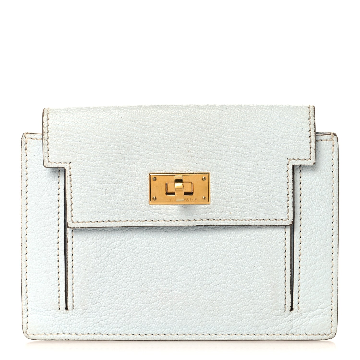 Hermes Chevre Mysore Kelly Pocket Compact Wallet Bleu Brume 1 of 8