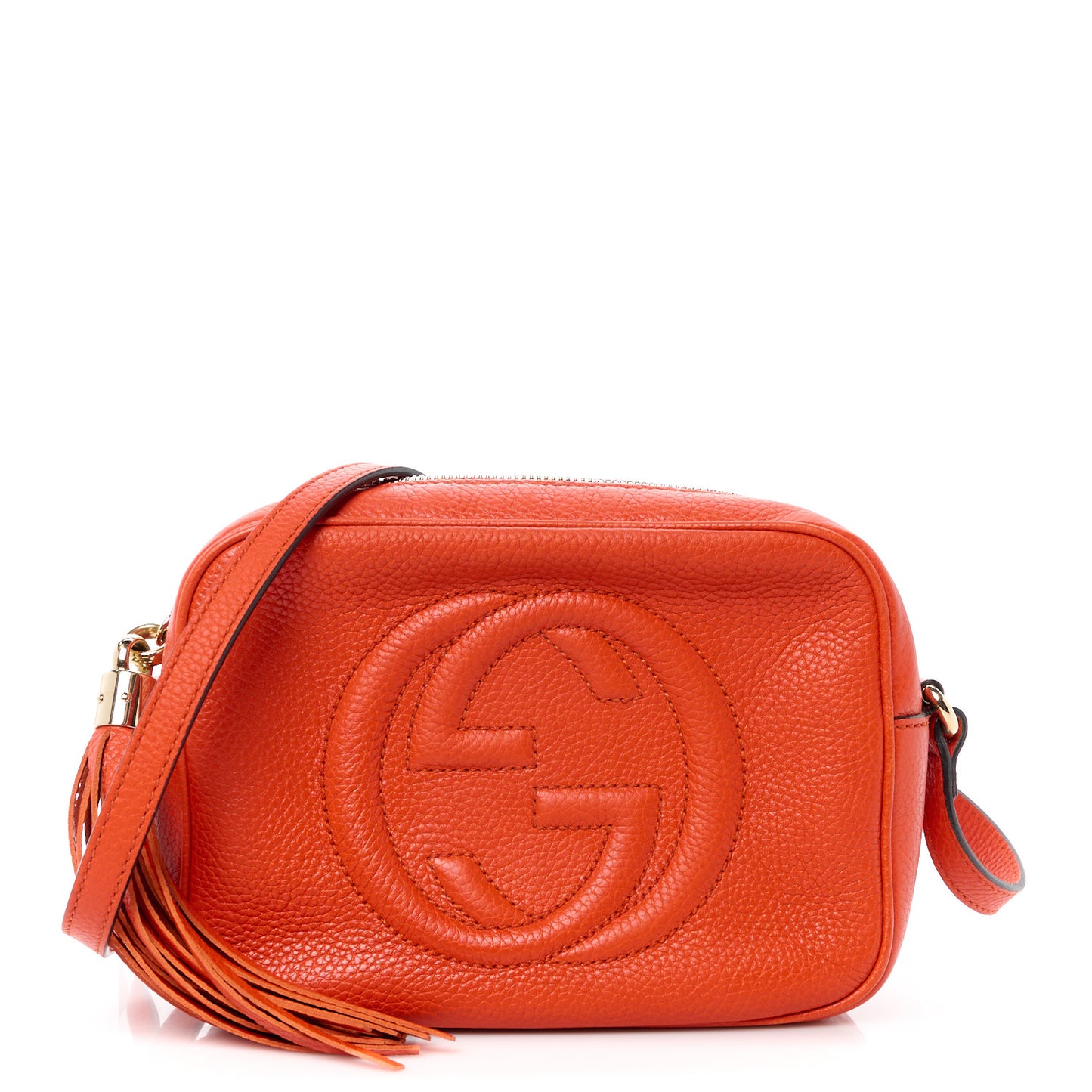 Pebbled Calfskin Small Soho Disco Bag Sun Orange