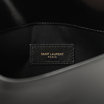 Saint Laurent Smooth Shiny Calfskin Monogram Uptown Pouch Black 6 of 6