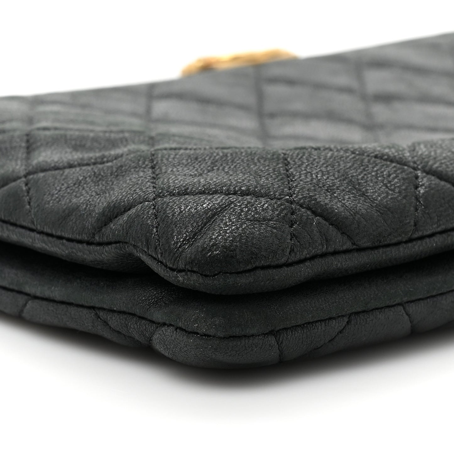 Lambskin Quilted Small Boy Zipped Pouch Black
