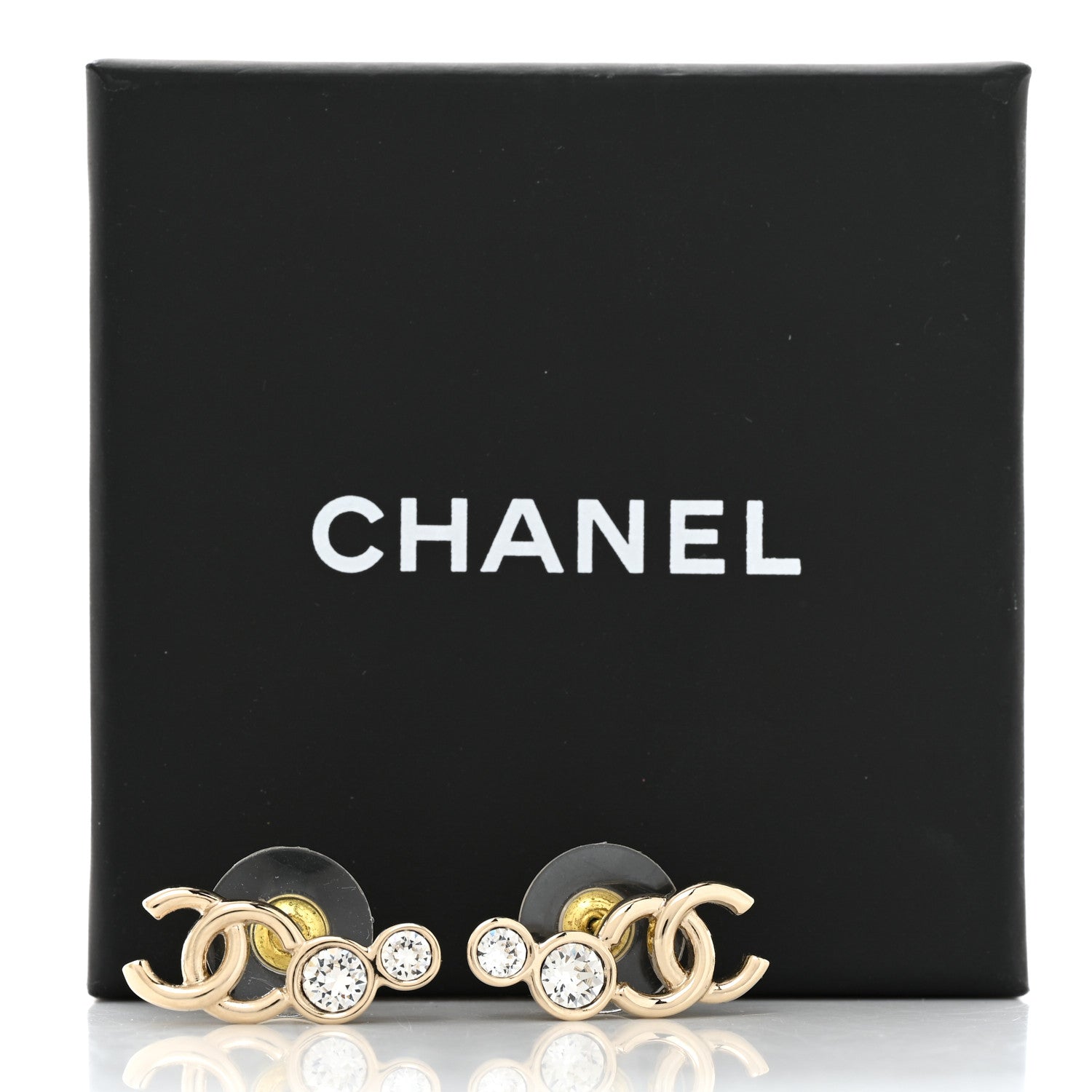 Chanel Crystal CC Earrings Gold 5 of 5