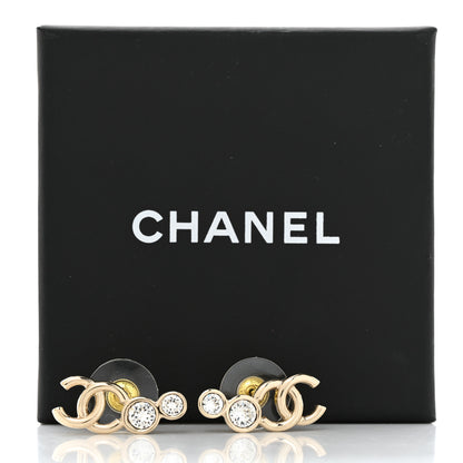 Chanel Crystal CC Earrings Gold 5 of 5