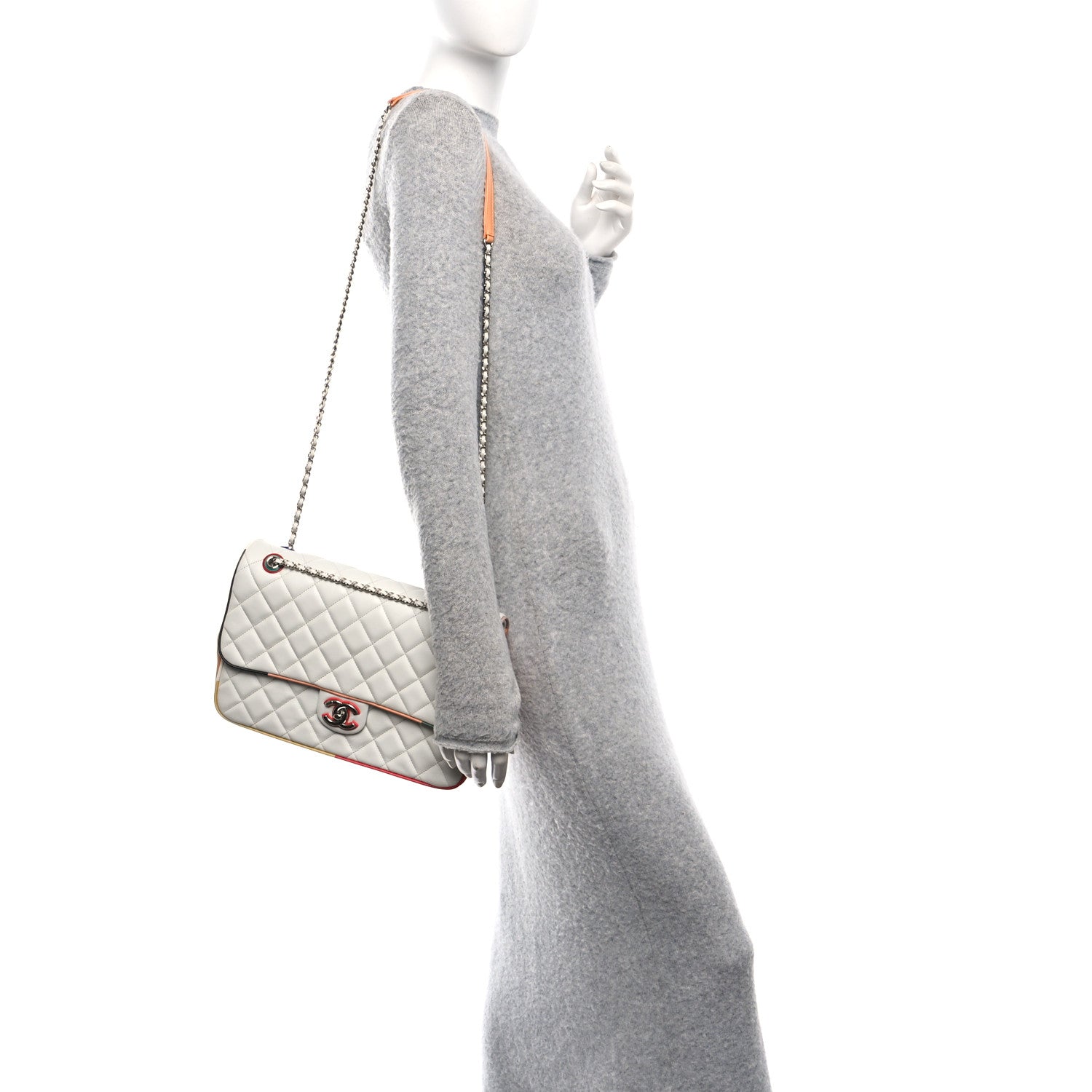 Chanel Lambskin Quilted Jumbo Cuba Color Flap White Multicolor 2 of 10