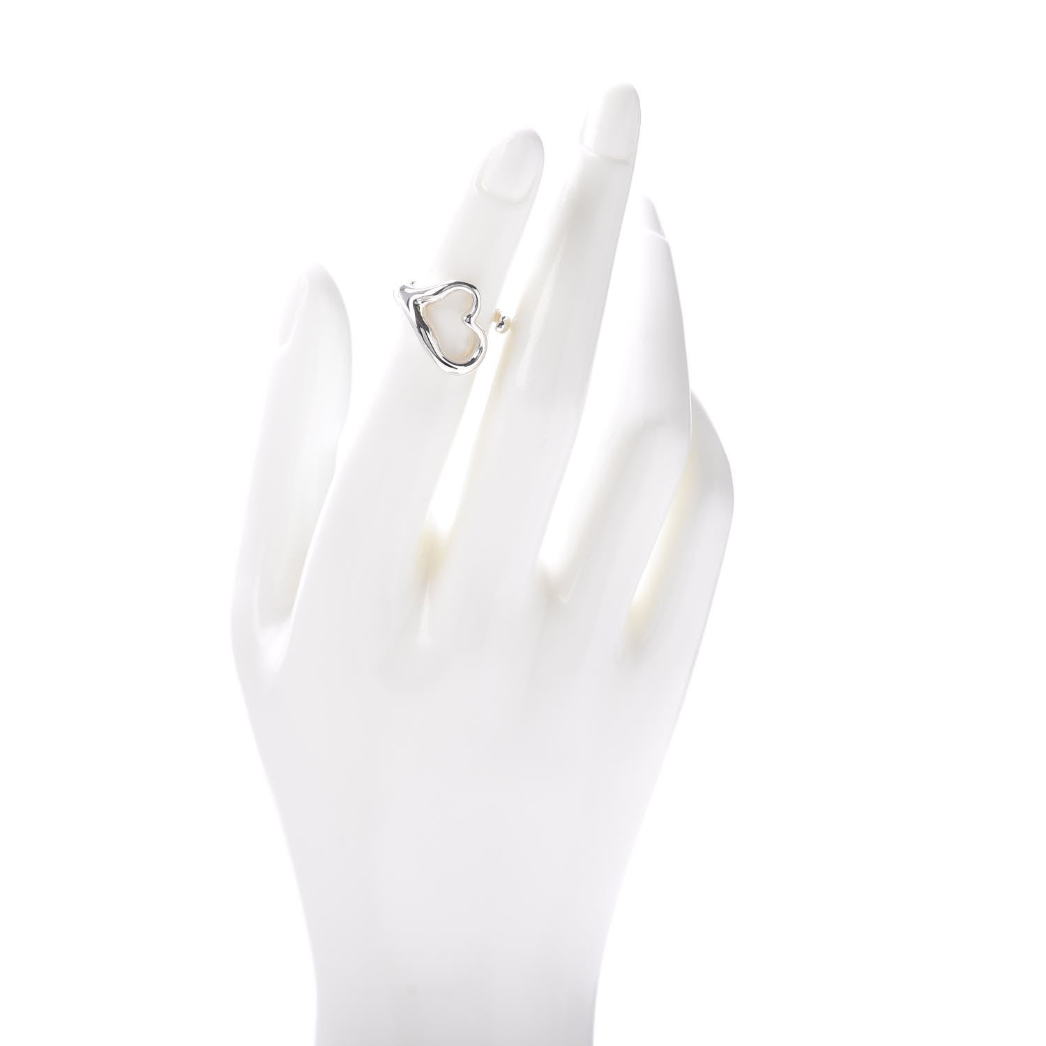 Tiffany Elsa Peretti Sterling Silver Open Heart Ring 45 3.25 2 of 5