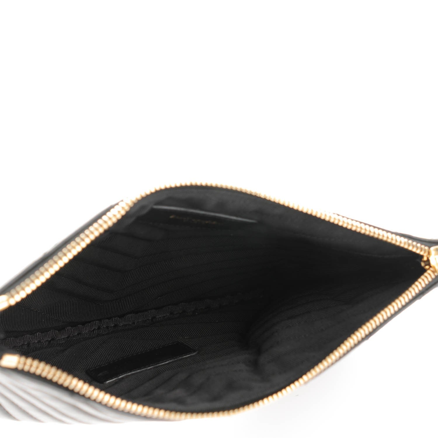 Saint Laurent Calfskin Matelasse Chevron Monogram A5 Wristlet Black 5 of 7