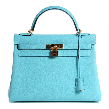 Hermes Togo Kelly Retourne 32 Bleu Atoll 1 of 28