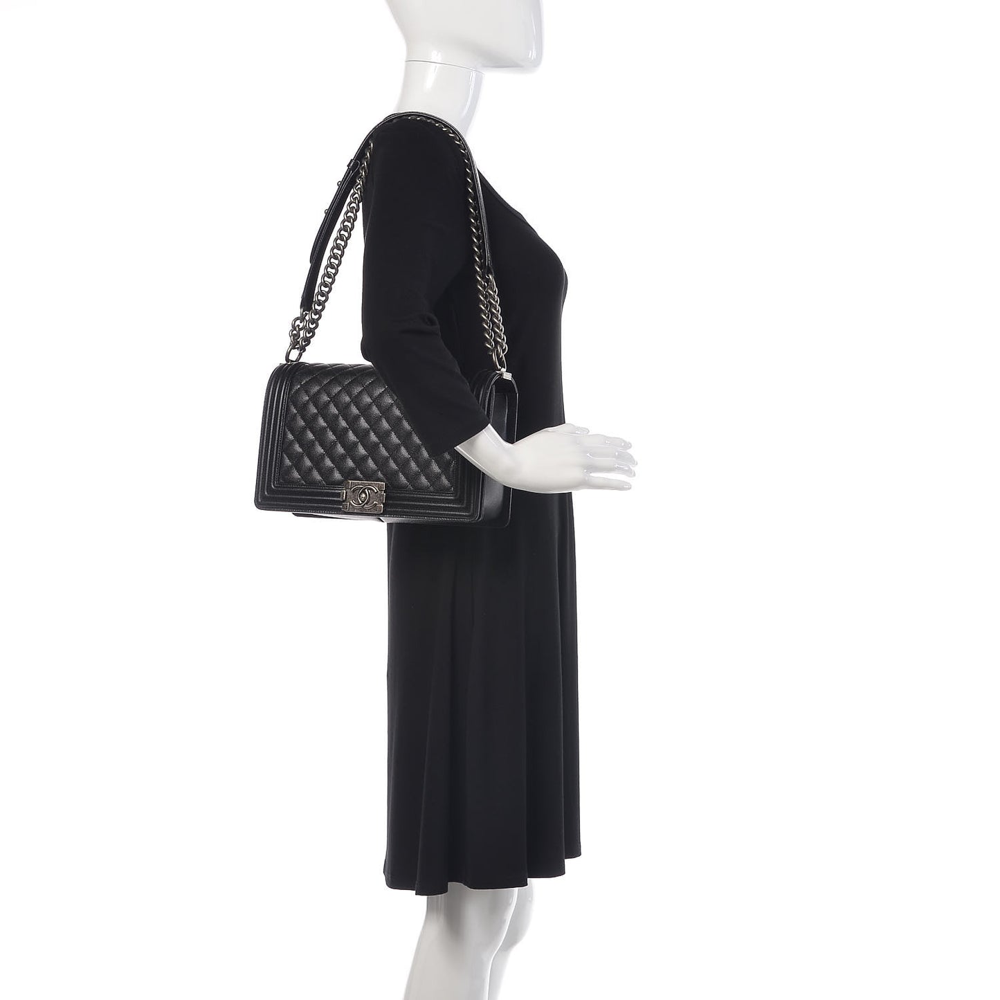 Caviar Quilted New Medium Boy Flap Black