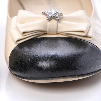Chanel Lambskin Crystal CC Cap Toe Ballerina Flats 40.5 Beige Black 13 of 20