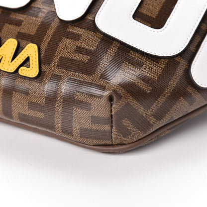 Fendi X FILA Glazed Fabric Vitello Century FF 1974 Mania Belt Bag Mogano Panna White 12 of 13
