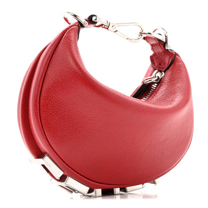 Fendi Vitello Grace New Matte Nano Fendigraphy Hobo Charm Scarlet 3 of 11