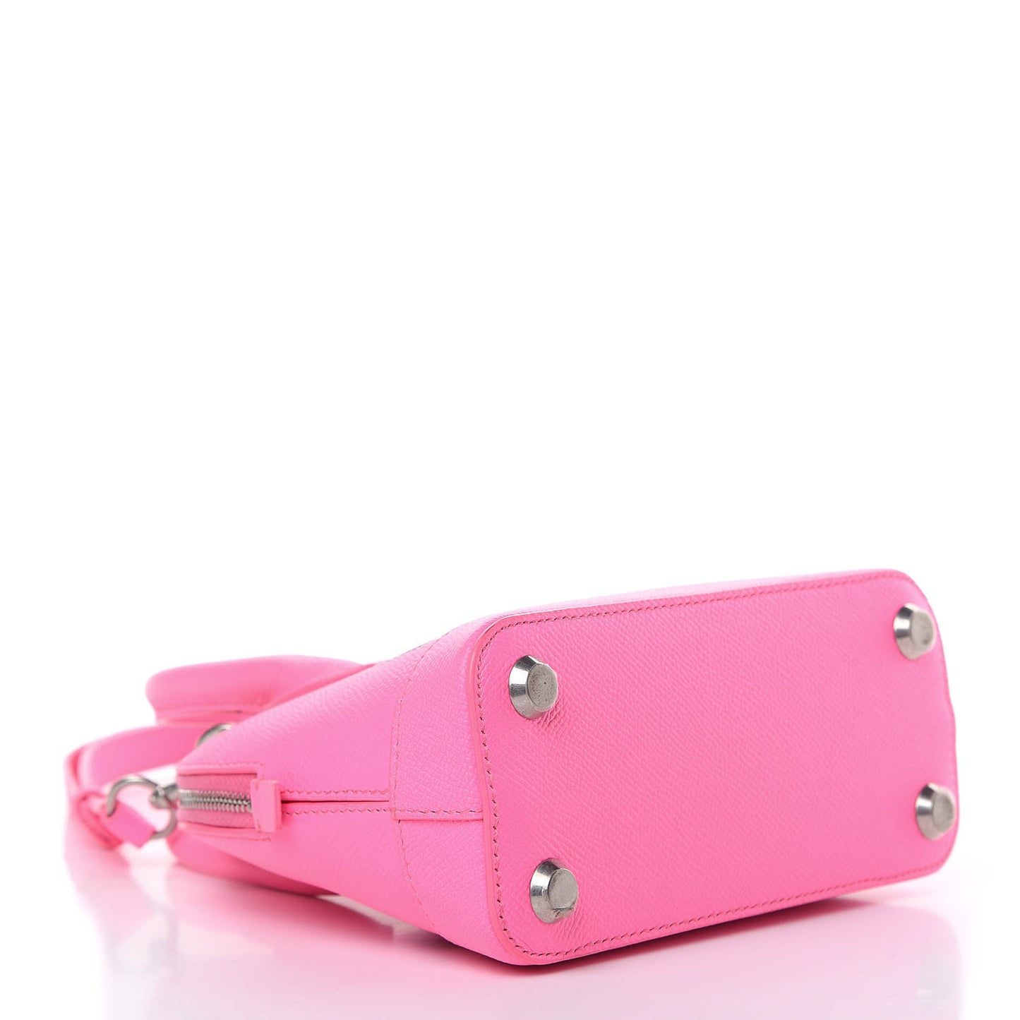 Signature Grained Calfskin Logo XXS Ville Top Handle Bag Acid Pink Black