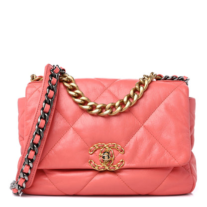 Chanel Goatskin Quilted Medium Chanel 19 Flap Coral 1 of 10