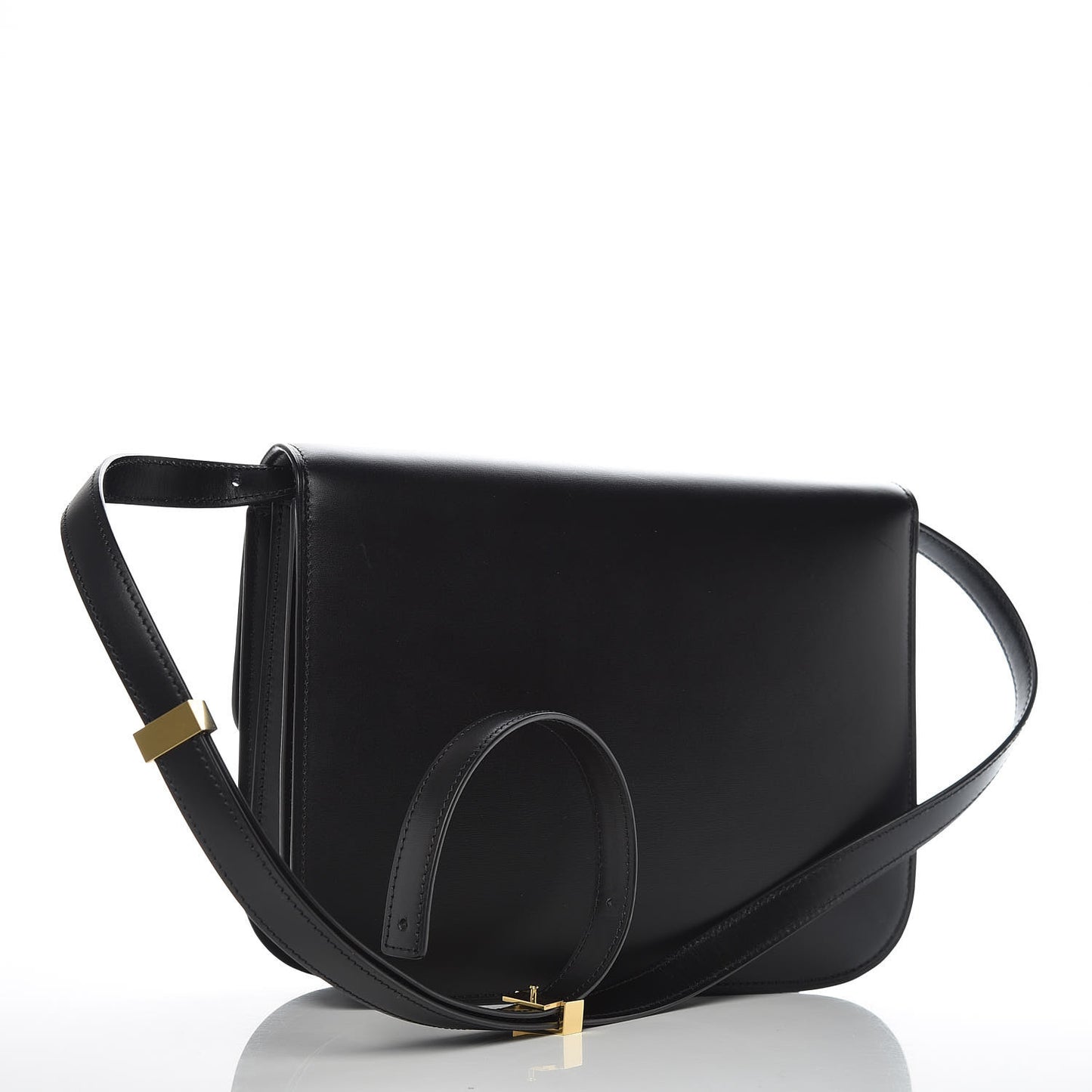 Box Calfskin Medium Classic Box Flap Bag Black