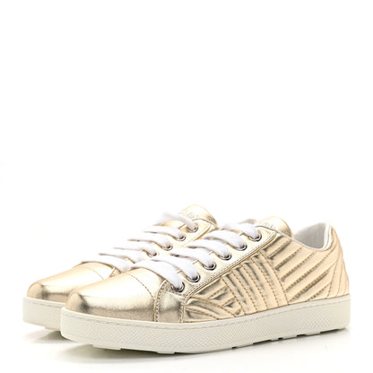 Prada Metallic Nappa Diagramme Sneakers 35 Pirite 3 of 10