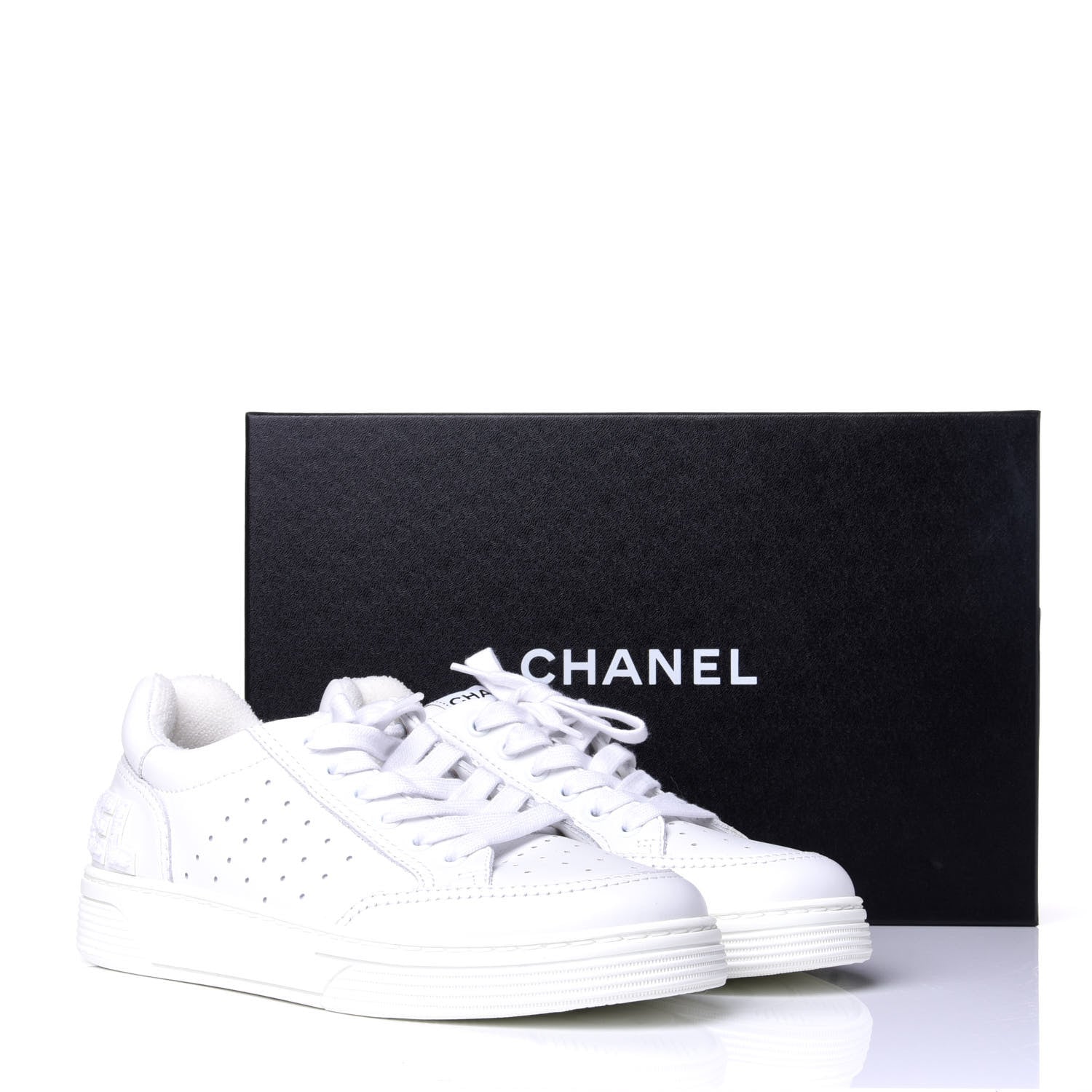 Chanel Calfskin Womens Logo Sneakers 38 White 11 of 11