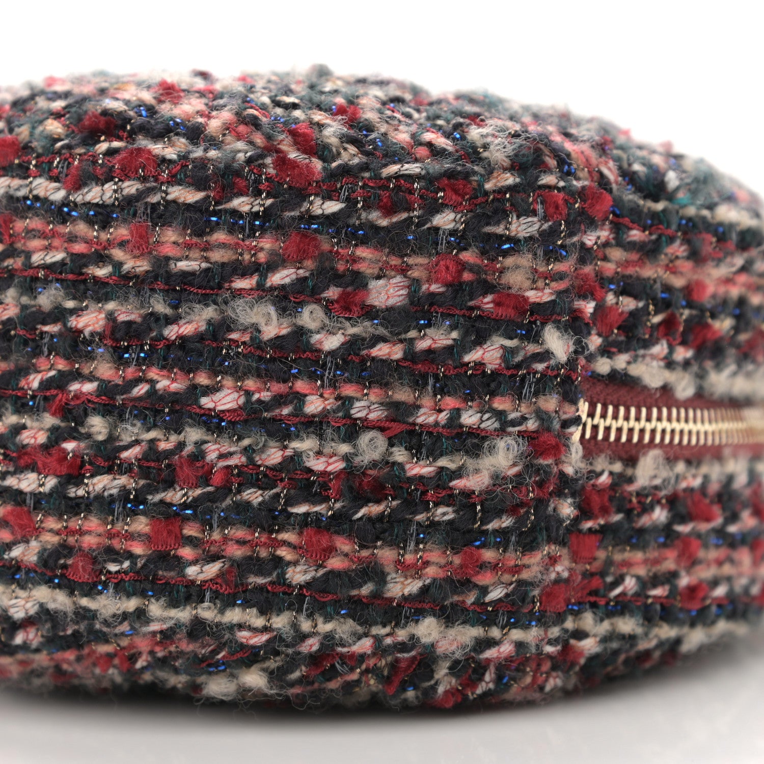 Chanel Tweed Quilted Round Clutch With Chain Red 10 of 11