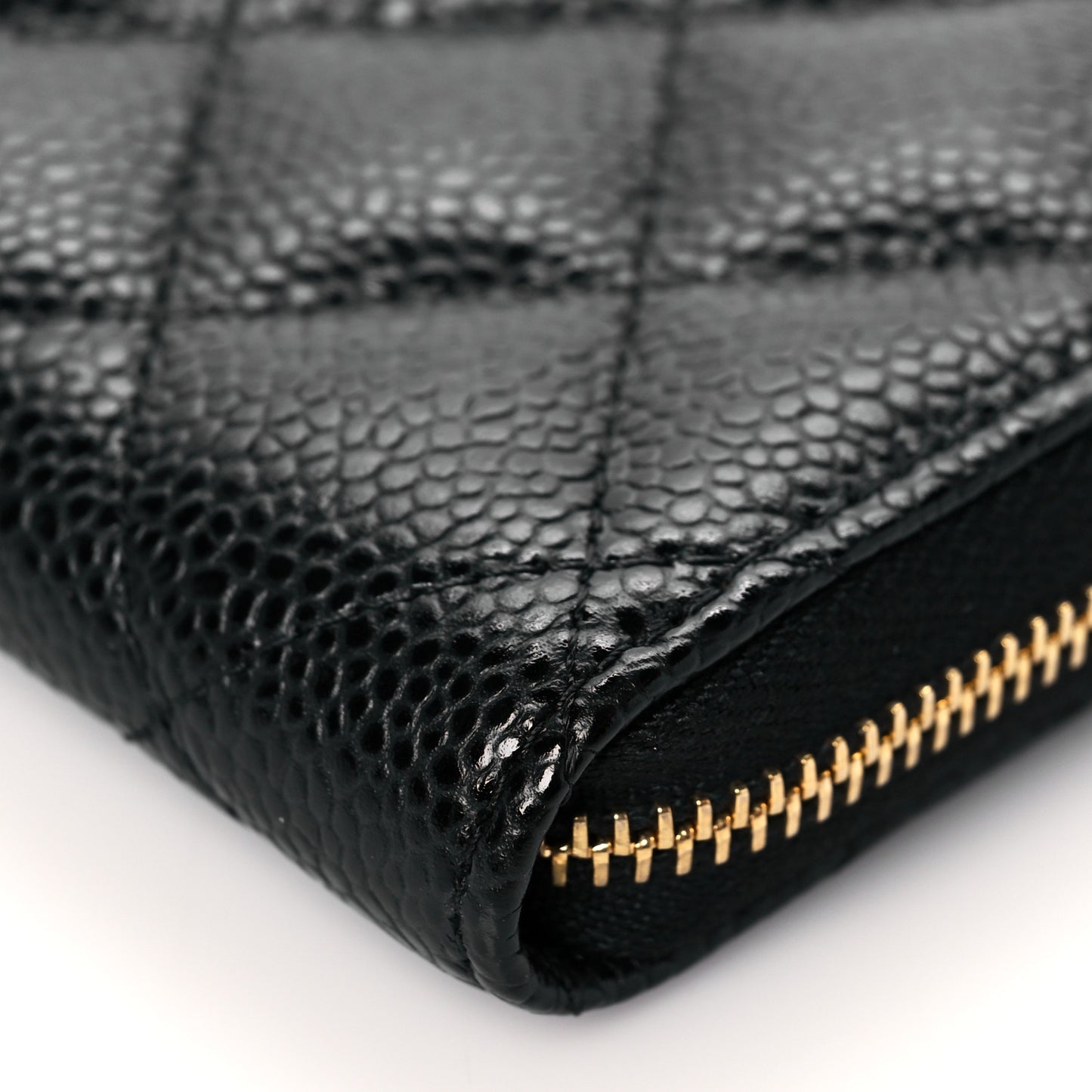 Caviar Quilted Zip Coin Purse Black