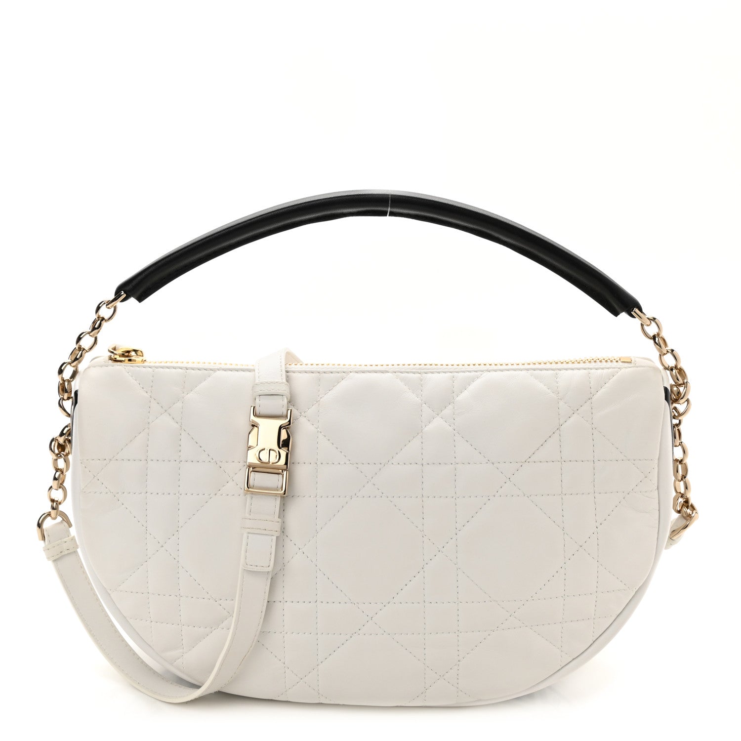 Christian Dior Lambskin Cannage Medium Dior Vibe Hobo Bag White 1 of 9