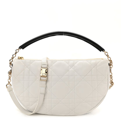 Christian Dior Lambskin Cannage Medium Dior Vibe Hobo Bag White 1 of 9