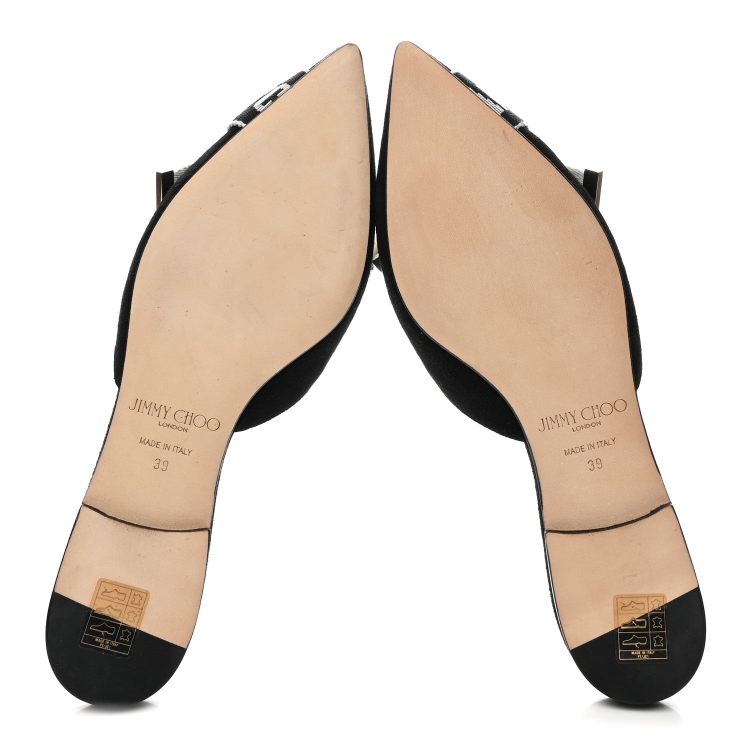 Jimmy Choo Suede Gretchen Logo Flat Mules 39 Black Chalk 1813942
