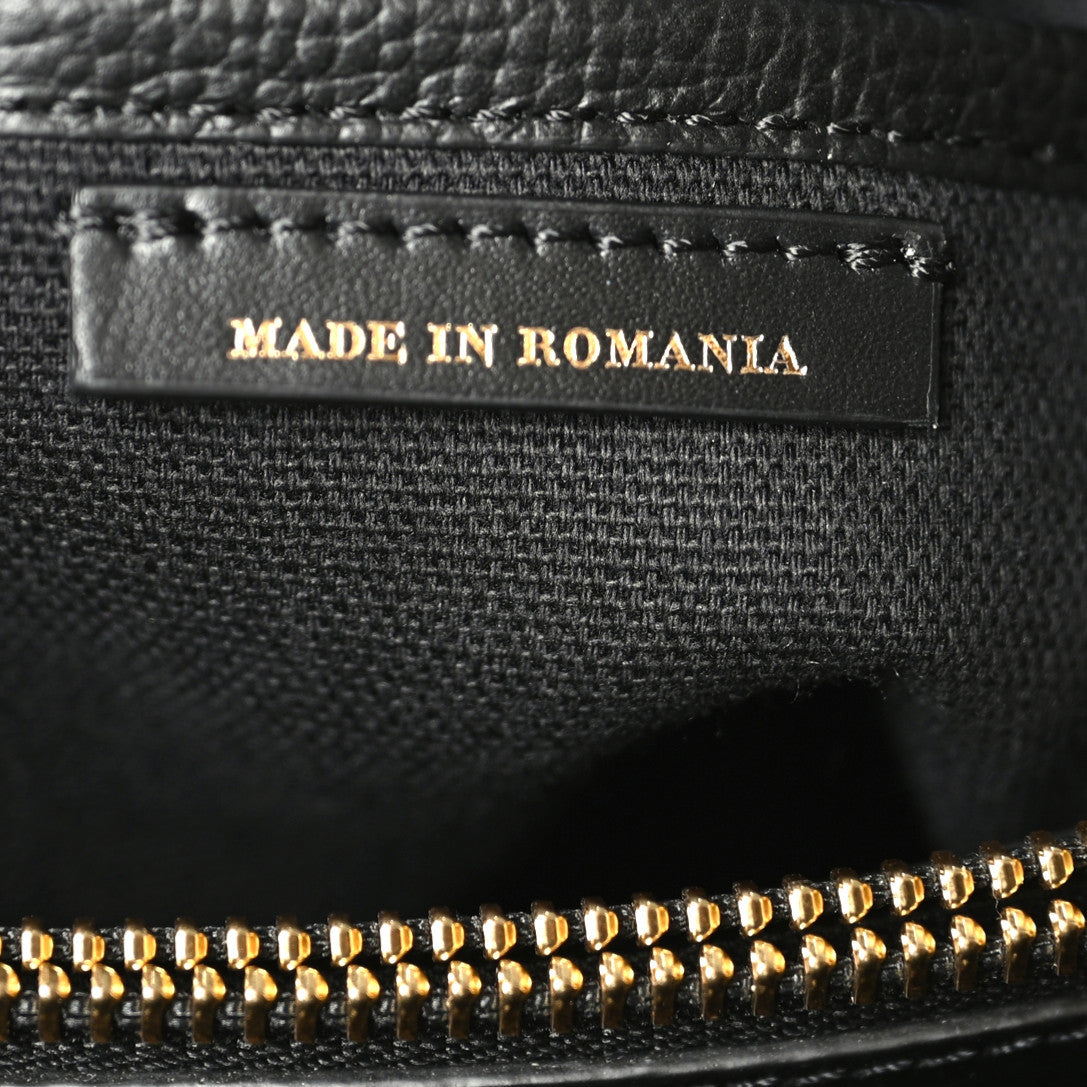 Grainy Calfskin House Check Medium Banner Tote Black