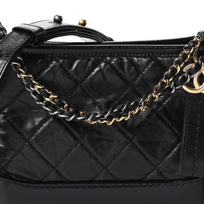 Chanel Aged Calfskin Quilted Small Gabrielle Logo Hobo Black 8 of 10