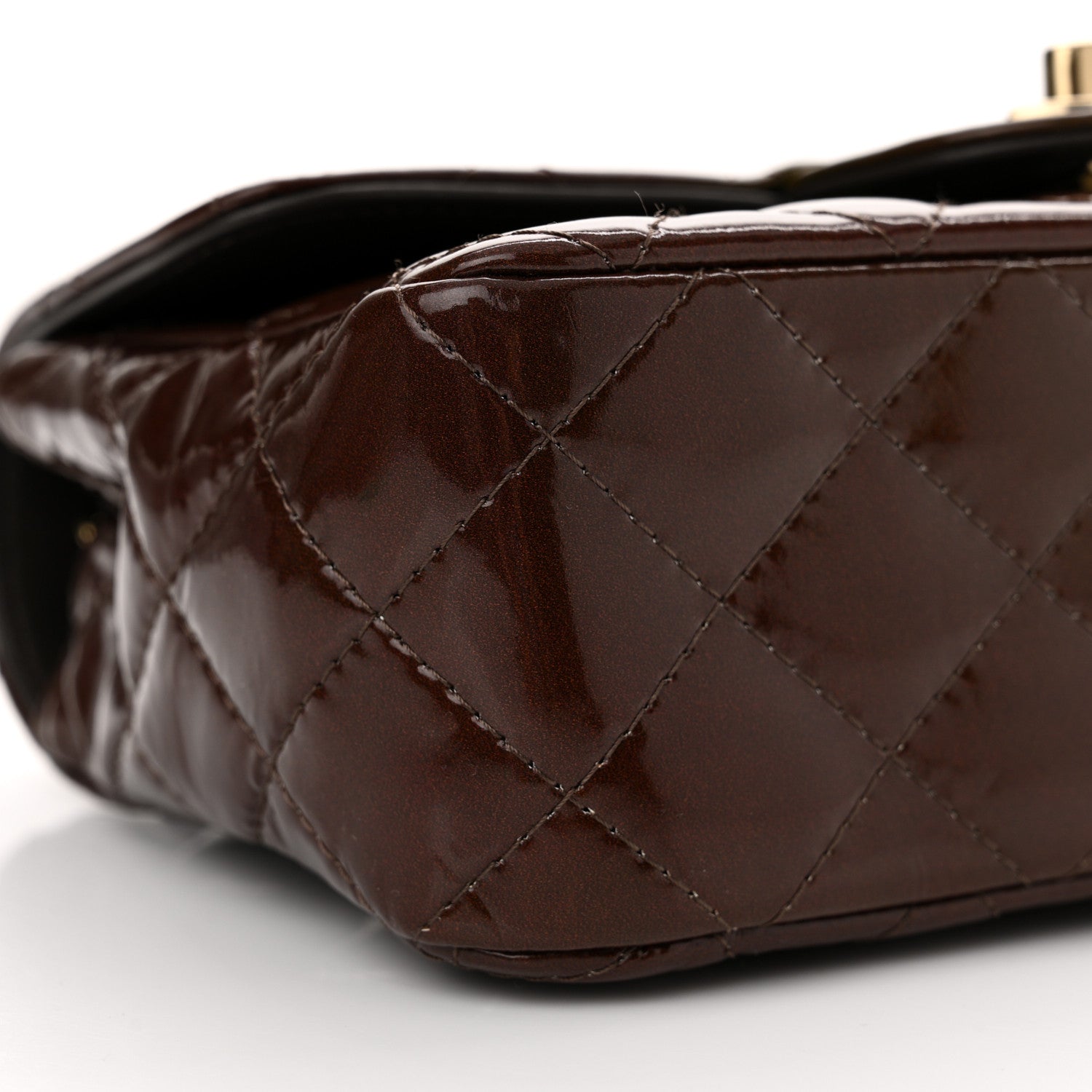 Chanel Shaded Patent Calfskin Quilted Mini Rectangular Flap Green Orange Dark Brown 9 of 11