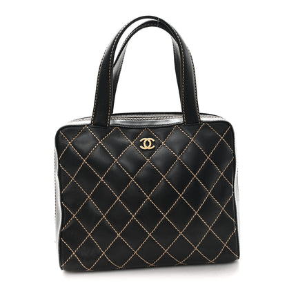 Chanel Calfskin Wild Stitch Vertical Top Handle Bag Black 1 of 12