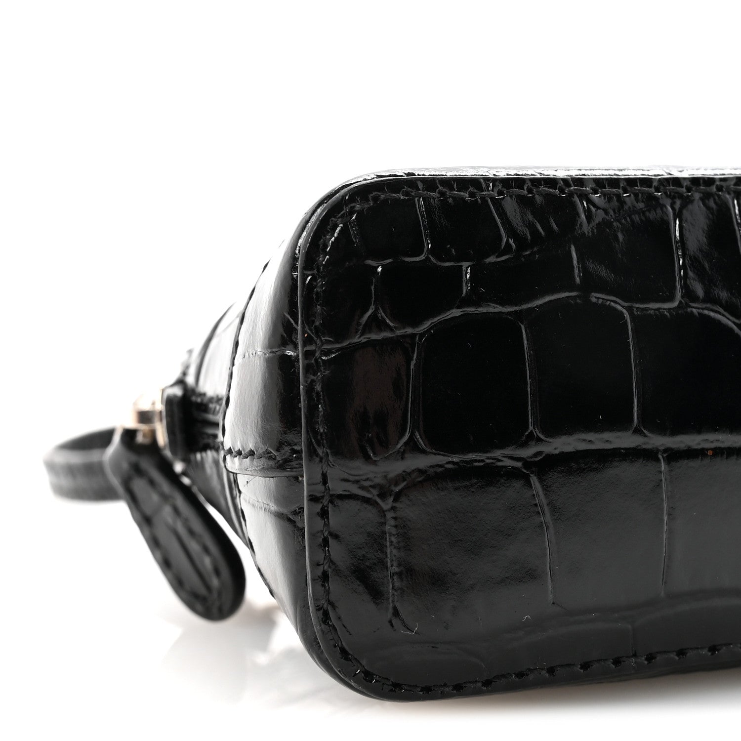 Balenciaga Shiny Calfskin Logo Crocodile Embossed Mini Ville Top Handle Bag Black 8 of 9