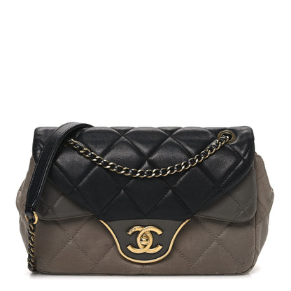 Chanel Lambskin Quilted Tri-Color Small Double Flap Black Taupe Brown 1 of 10
