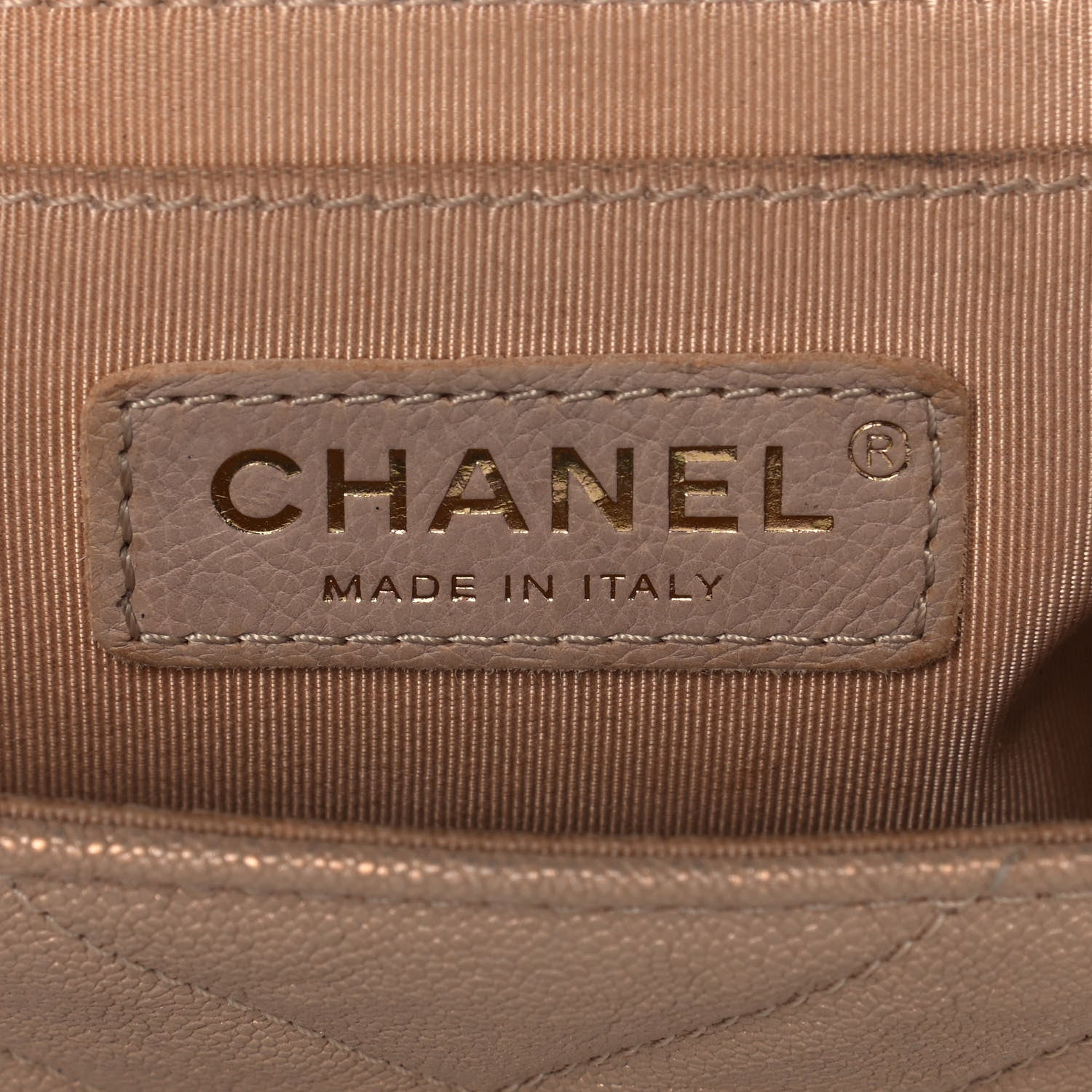 Chanel Metallic Caviar Chevron Quilted Medium Statement Flap Beige 6 of 12