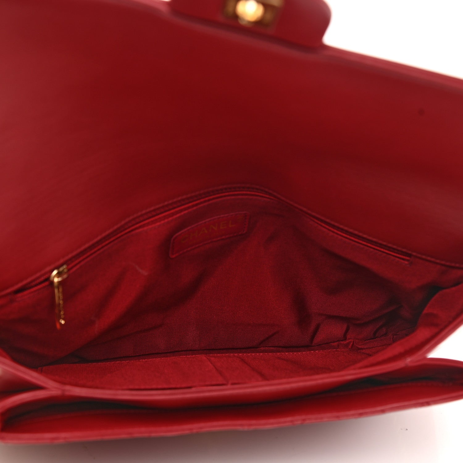 Chanel Lambskin Quilted CC Unchained Clutch Red 4 of 8