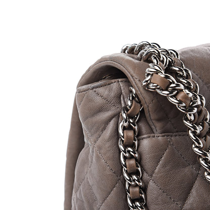 Chanel Washed Lambskin Quilted Chain Around Maxi Flap Brown 13 of 19
