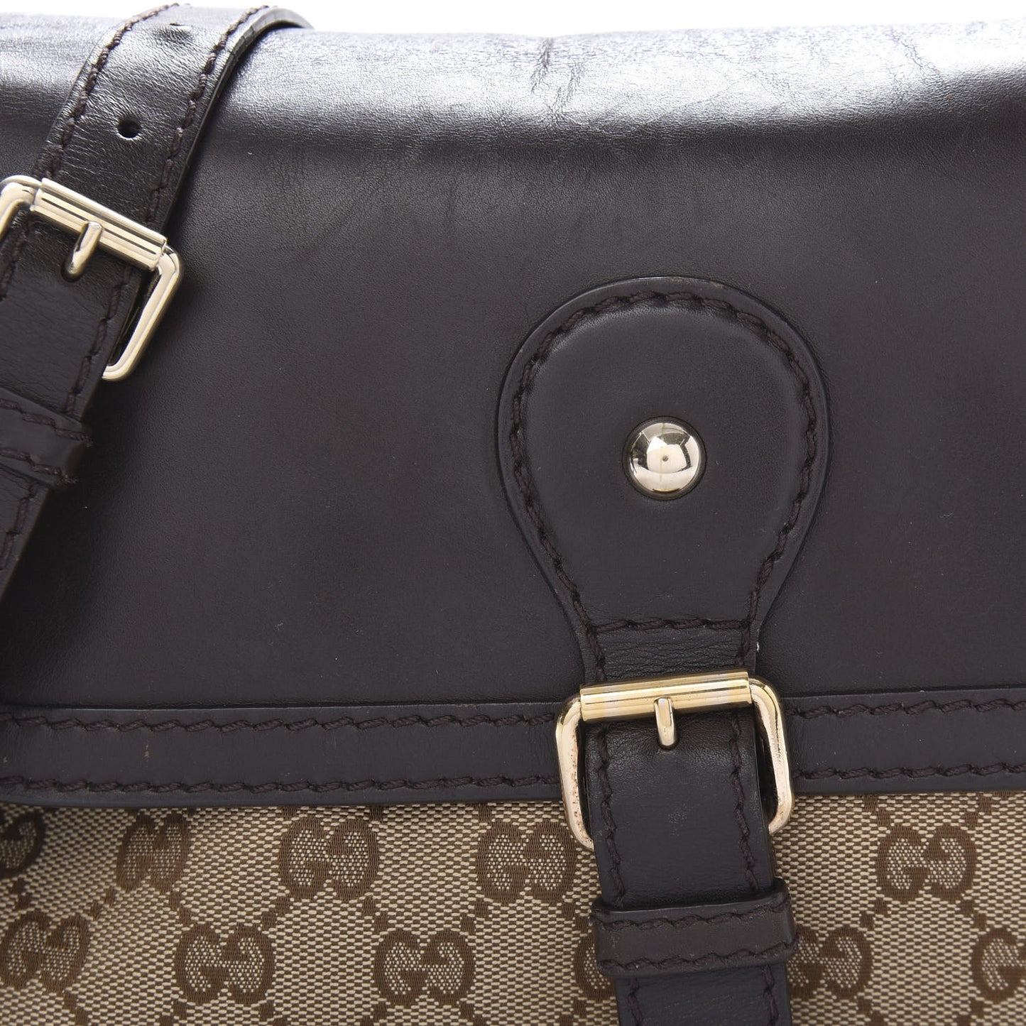 Monogram Techno Horsebit Large Shoulder Flap Bag Brown