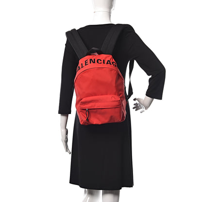 Balenciaga Sport Nylon Logo Embroidered S Wheel Backpack Bright Red Black 2 of 10